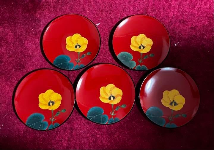 琉球漆器 bemgo 紅房 べんぼう 平皿 ゆうなの花 5枚セット Amazon.